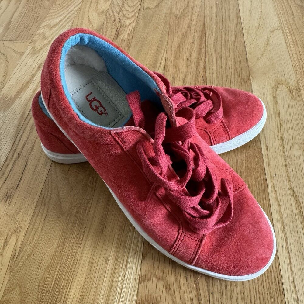 UGG Karine Tango Red (TNGO) Suede Wool Women Sneaker Size US 6.5